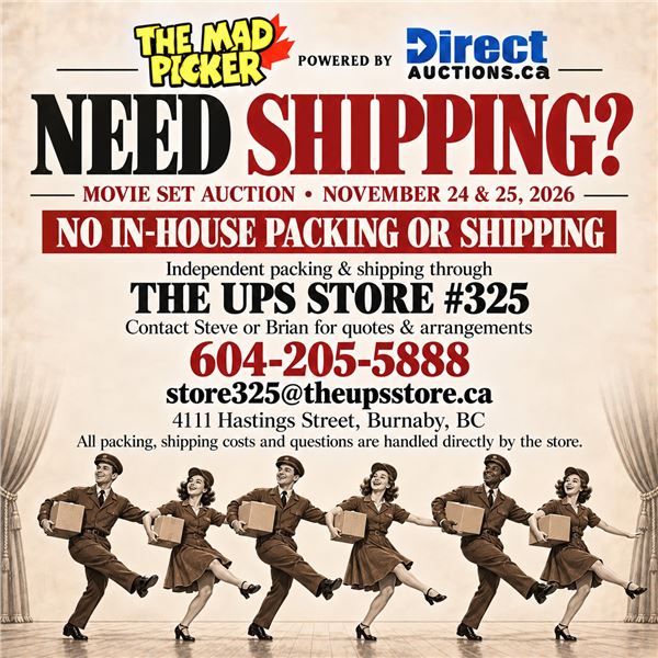 SHIPPING INFO - Movie Set & Estate Auction