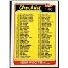 Image 1 : 1981 TOPPS NFL CHECKLIST