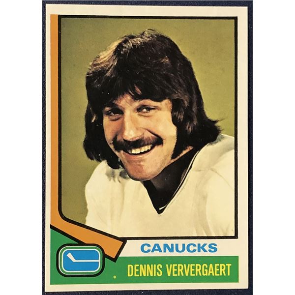 1974-75 TOPPS HOCKEY DENNIS VERVERGAERT ROOKIE CARD
