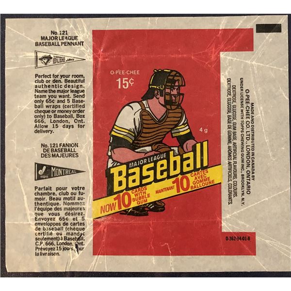 1978 O-PEE-CHEE BASEBALL WRAPPER