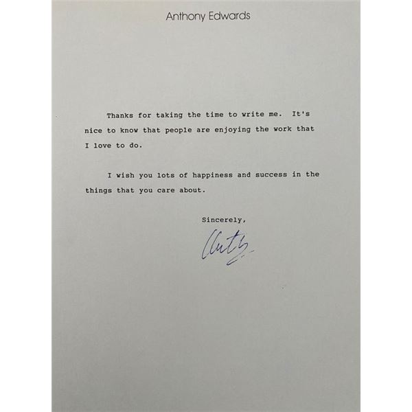 Anthony Edwards signed letter