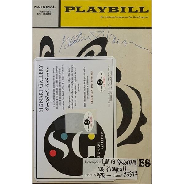 Gloria Swanson signed Playbill