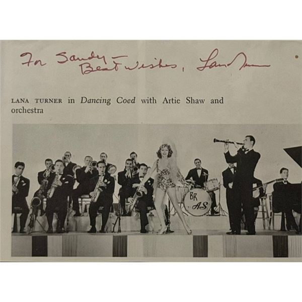 Lana Turner signed note