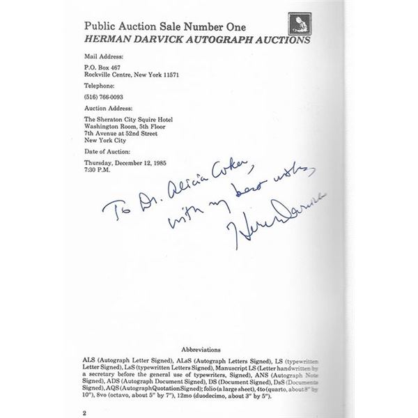 Herman Darvick Signed Flyer