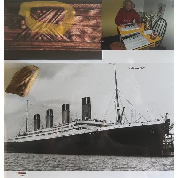 Titanic staircase fragment and signed photo from survivor Millvina Dean. PSA/DNA and  GFA authentica
