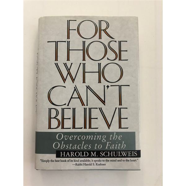 For Those Who Can't Believe Harold M. Schulweis signed book