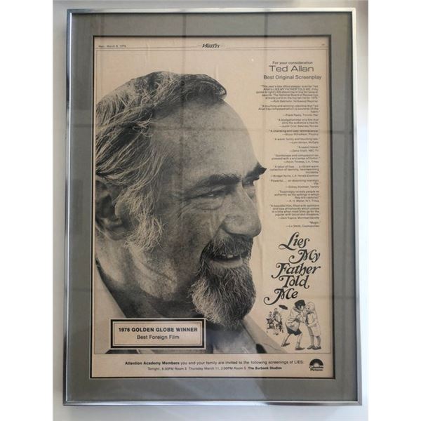 1976 Golden Globe Winner Lies My Father Told Me Plaque