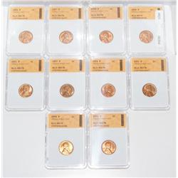 1950P to 1959P Lincoln Cent Coins SGS MS70