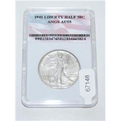 1941 AU Walking Liberty Silver 1/2 Dollar