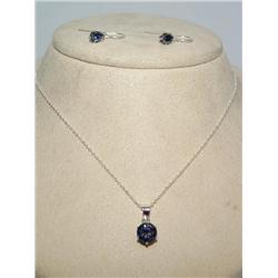 Sterling Silver Gemstone Pendant & Earrings