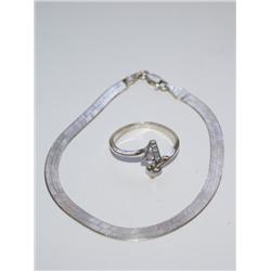 Silver Herringbone Bracelet & Ring