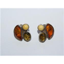 Antique Poland VB Signed Amber Earrings