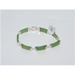 Sterling 7 Panel Imperial Lotus Jade Bracelet