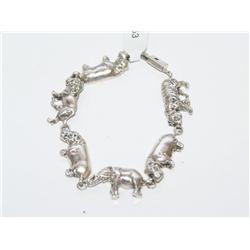 Taxco Sterling 6 Panel Wildlife Charm Bracelet