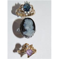 (3)  14 KT Gold Ladies Rings