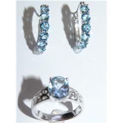 Sterling Silver Spinel Ring & Hoops