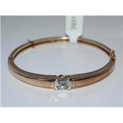 18k over Sterling Hinged Bracelet 1.25ctw CZ Stone