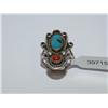 Image 1 : AAA Turquoise & Coral Navajo Design Ring