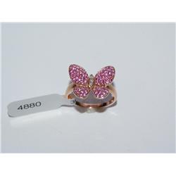 AAA Pink Sapphire & Diamond Butterfly Ring
