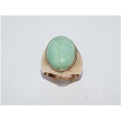 AAA Green Jade Hand Carved Heavy Men's Ring