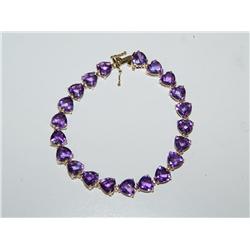 40.00Ctw AAA Amethyst Heart Shape Tennis Bracelet