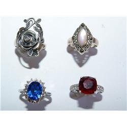(4) Sterling Silver Rings