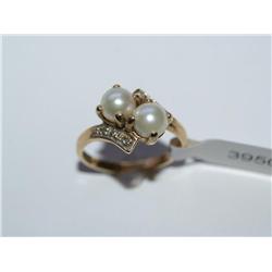 5.00mm White Pearl & Diamond Ladies Ring