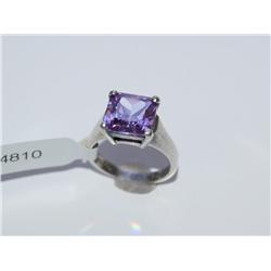 Silver 10ctw Emerald cut Amethyst Ring