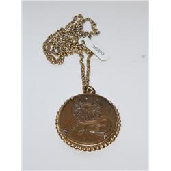 Brass Leo Lion Pendant with Chain