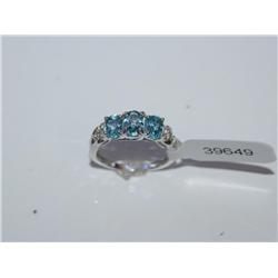 AAA Blue Topaz & Diamond Hand Made Ring