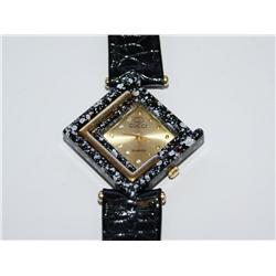 Gucci Signed Diamond Face Enamel Wristwatch