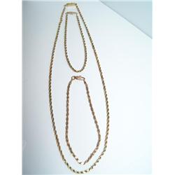 14kt Gold Braid Necklace & 2  Bracelet's-3 Times $