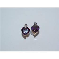 AAA Amethyst & Diamond Heart Design Earrings