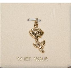 14k Gold Rose Pendant