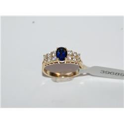 AAA Chatham Sapphire & White Gemstone Ring