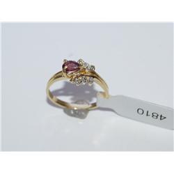14k Yellow Gold Diamond & Ruby Ring