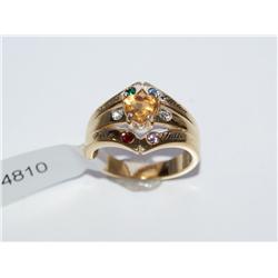 Gold Plate Silver Heart Shaped Topaz Ring
