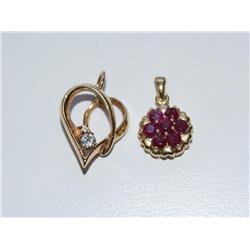 Diamond Heart Shape & Ruby Pendant-2 Times the Bid