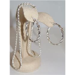 Sterling Silver Chain & Hoops Set