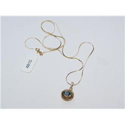 14k Gold Chain with Eye Pendant