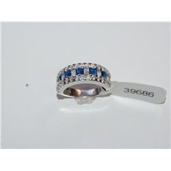 AAA Chatham Sapphire & White Gemstones Ring