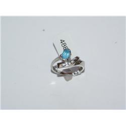 AAA Blue Topaz & Diamond Hand Made Ring