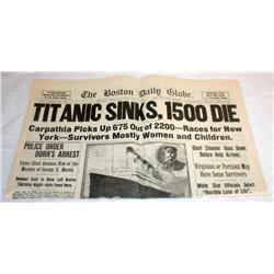 1912 Titanic Sinks Boston Daily Globe