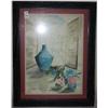 Image 2 : 1956 Framed Water Color of Vase & Flowers