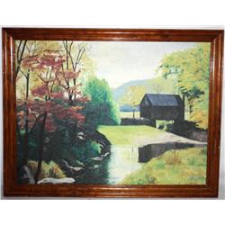 1975 Framed Oil on Board of Barn