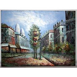 Oil on Canvas of Street Scene