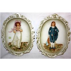 "Pinky" & "Blue Boy" By Lefton China Hand Painted