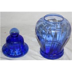 Blue Vase W/ Removable Lid Made In Portugal