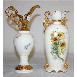 2 Gold Trim Vases