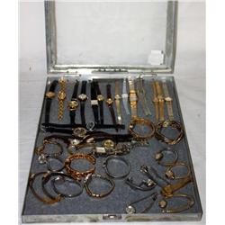 Case with Various Collectible Watches